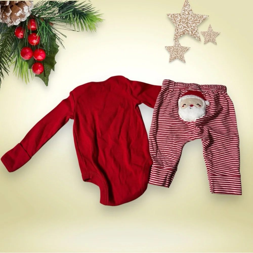 Carter’s Christmas Red and White Striped Baby Outfit SZ 3 Months